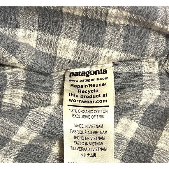 PATAGONIA A/C Gray Plaid Seersucker Short Sleeve Button Up Shirt Outdoor Mens XL - Picture 5 of 5